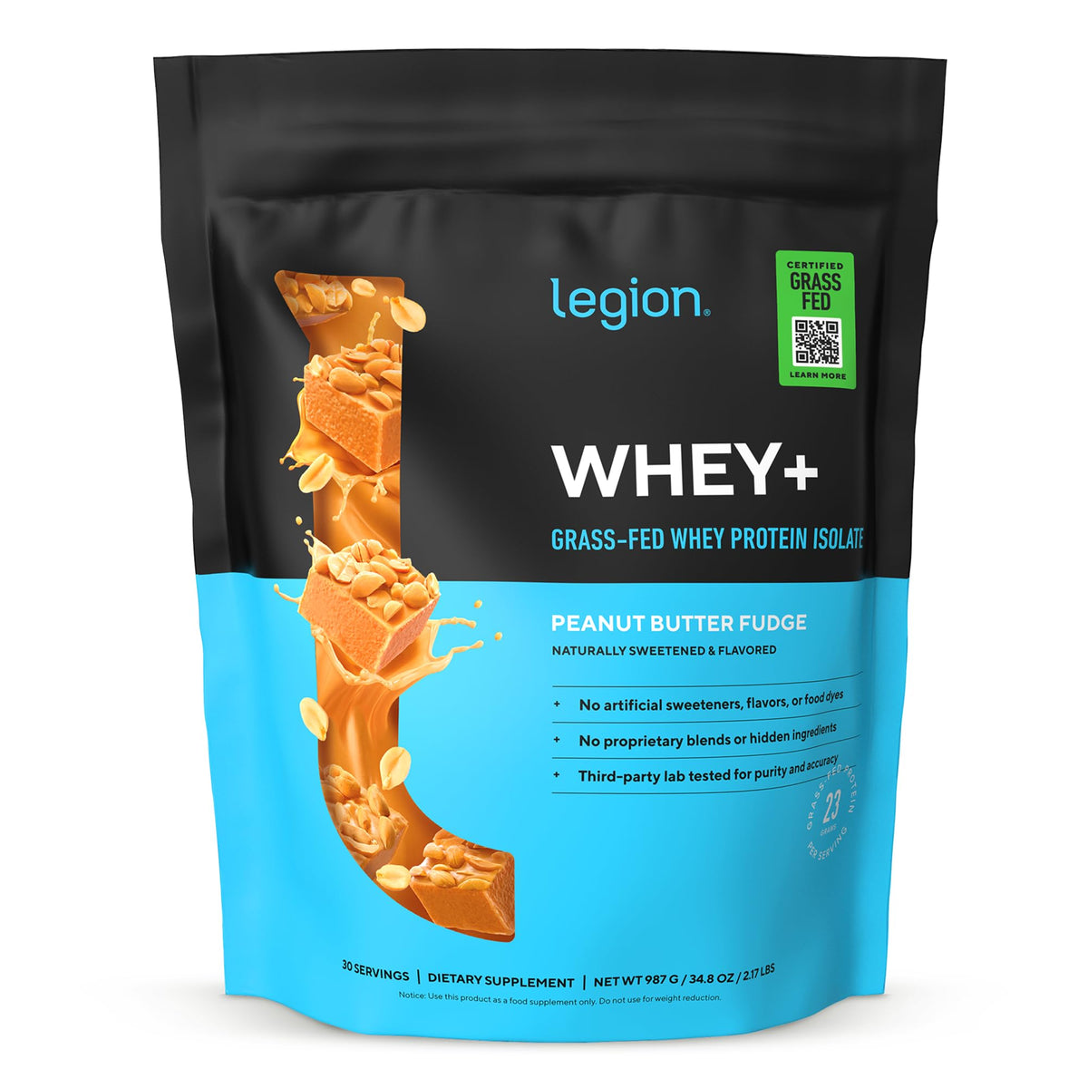 Legion Whey+ Protein Isolate Grass Fed, Chocolate, 30 Servings