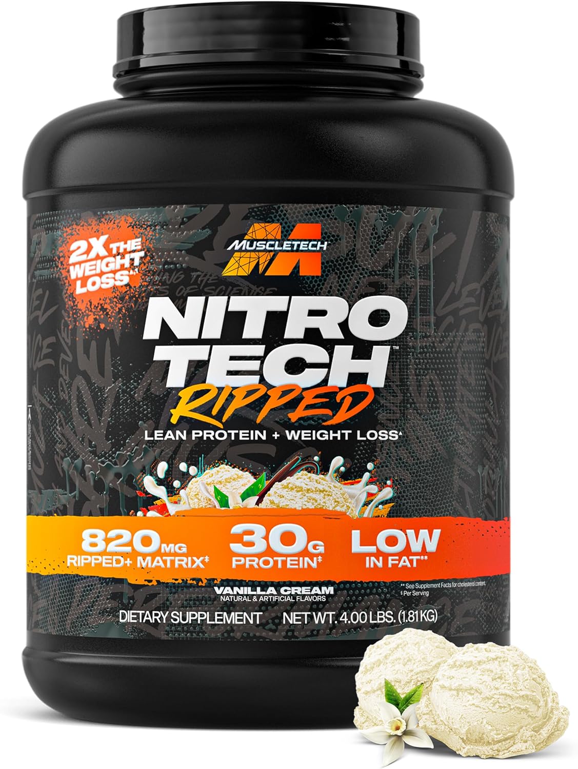 MuscleTech Whey Protein Powder (Vanilla Cream, 4LB) - 30g Protein
