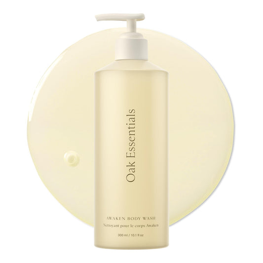 Oak Essentials Awaken Body Wash, Luxury Hydrating Shower Gel with Lavender Oil, Cedarwood Oil and Rice Bran Extract, Gentle Cleanser for Women, Ideal for Dry Skin, 10.1 Fl Oz
