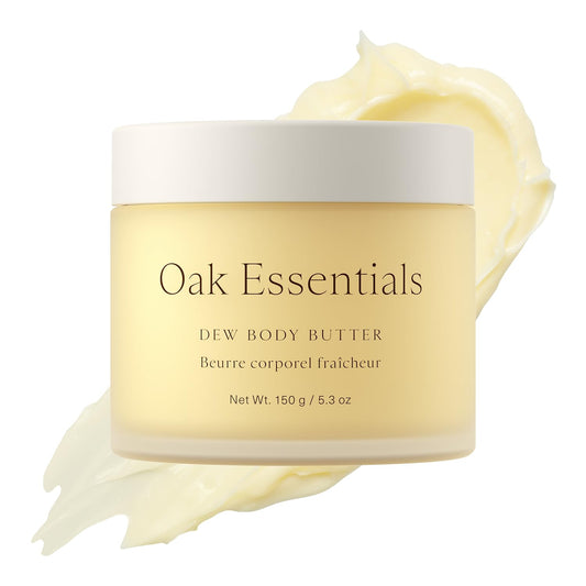 Oak Essentials Dew Body Butter, Whipped Shea Butter with Olive Tree Stem Cells and Sea Algae, Hydrating Body Moisturizer for Dry Skin, Crepiness, Firming, 5.3 Oz