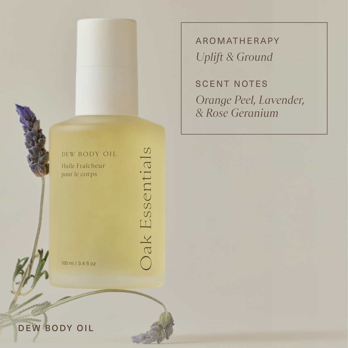 Oak Essentials Dew Body Oil, Hydrating Dry Body Oil for Women, Fast-Absorbing, Non-Greasy Finish, Ideal for Dry Skin, 3.4 Fl OZ