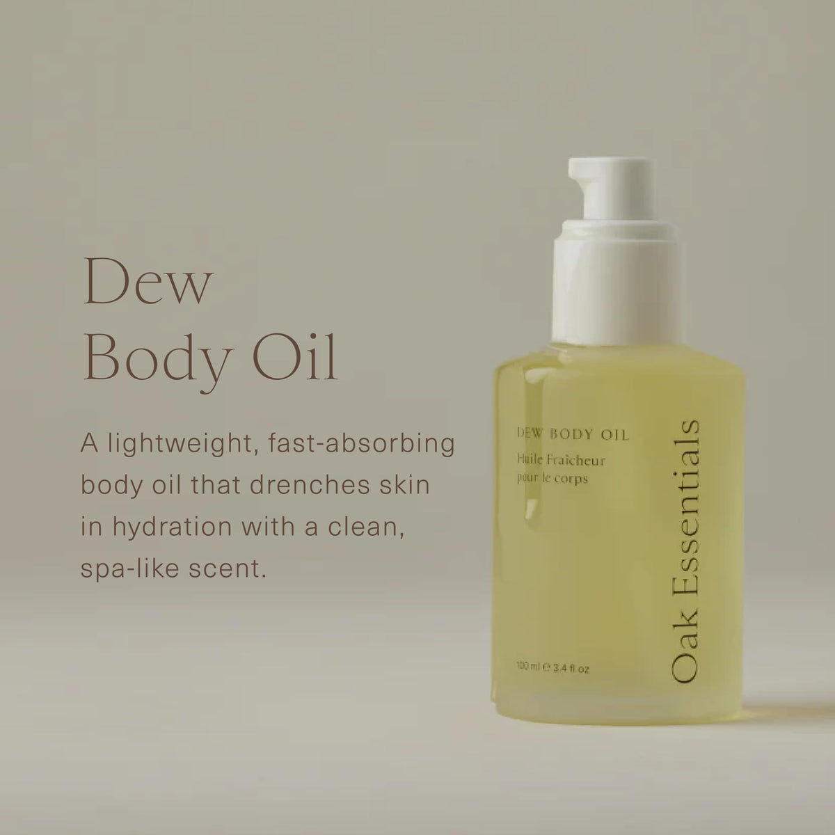 Oak Essentials Dew Body Oil, Hydrating Dry Body Oil for Women, Fast-Absorbing, Non-Greasy Finish, Ideal for Dry Skin, 3.4 Fl OZ