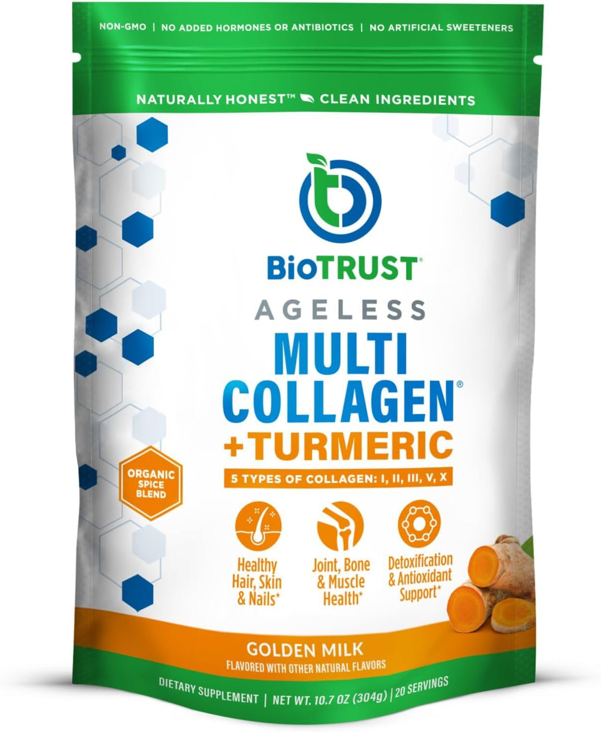 BioTrust Multi Collagen Peptides Unflavored Powder - Hydrolyzed, Grass Fed