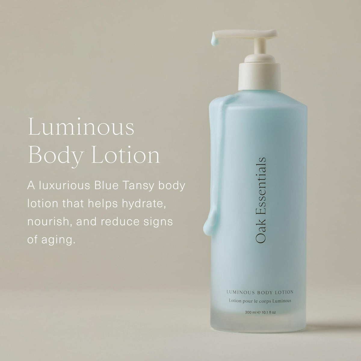 Oak Essentials Luminous Body Lotion, Hydrating Body Lotion for Women with Blue Tansy, Rose Oil, Shea Butter and Coconut Oil, Lightweight Moisturizer for Dry and Sensitive Skin, 10.1 Fl Oz