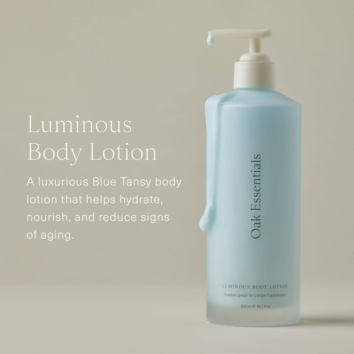 Oak Essentials Luminous Body Lotion, Travel Body Lotion for Women with Blue Tansy, Rose Oil, Shea Butter and Coconut Oil, Lightweight Moisturizer for Dry and Sensitive Skin, 1.33 Fl Oz