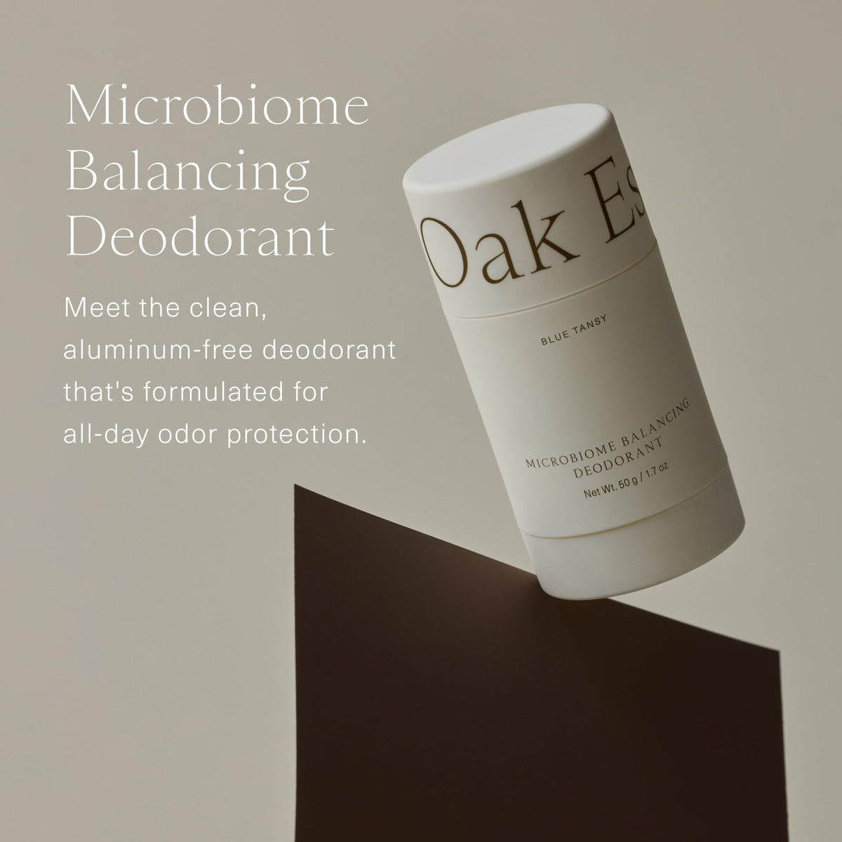 Oak Essentials Microbiome Balancing Deodorant, Aluminum-Free, Baking Soda-Free Deodorant for Women, All-Day Odor Protection, Gentle for Sensitive Skin with Blue Tansy, 1.7 Oz