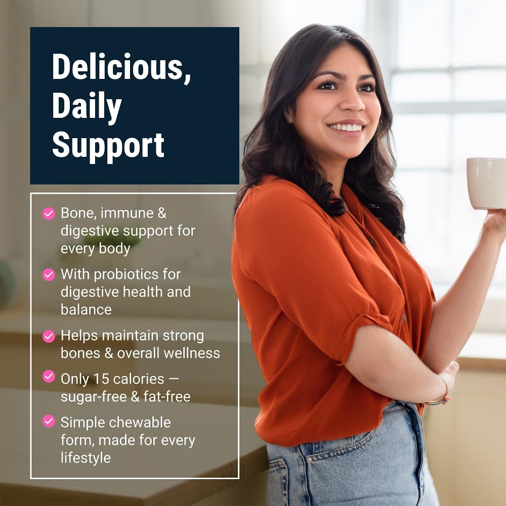 BariatricPal Sugar-Free Calcium Citrate Soft Chews | 500mg with Vitamin D & Probiotics | Tropical Punch | 90 Count (1 Month Supply)