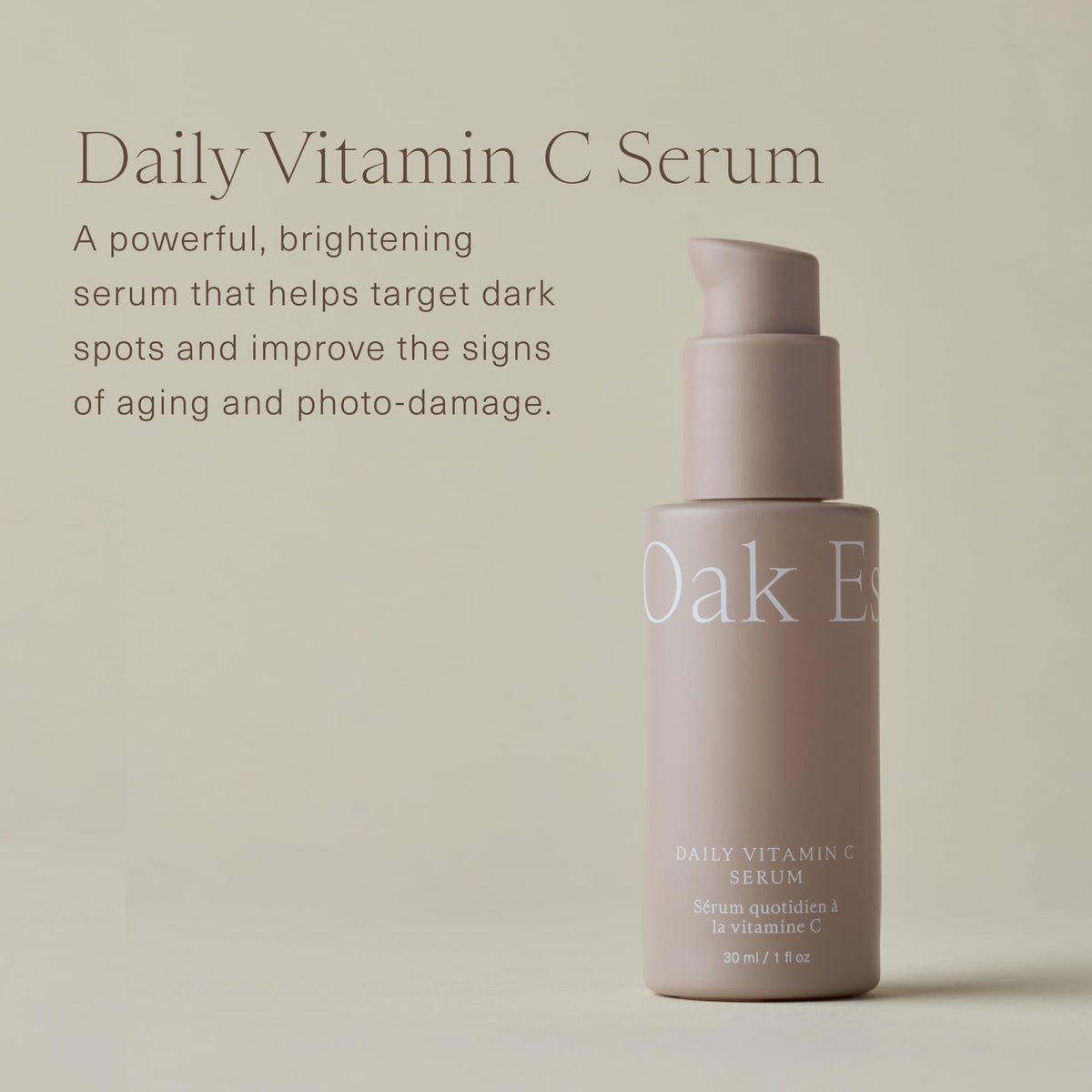 Oak Essentials Daily Vitamin C Serum | Face Serum for Even Skin Tone with Stable Vitamin C, Squalane & Plankton Extract, 1 Oz