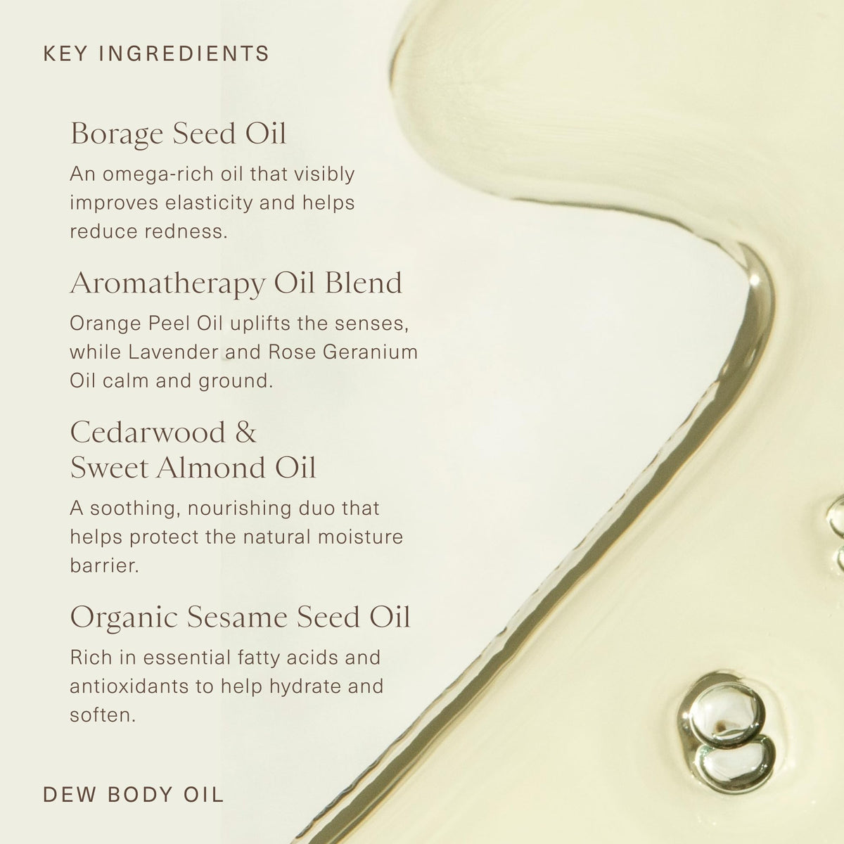 Oak Essentials Dew Body Oil, Hydrating Dry Body Oil for Women, Fast-Absorbing, Non-Greasy Finish, Ideal for Dry Skin, 3.4 Fl OZ