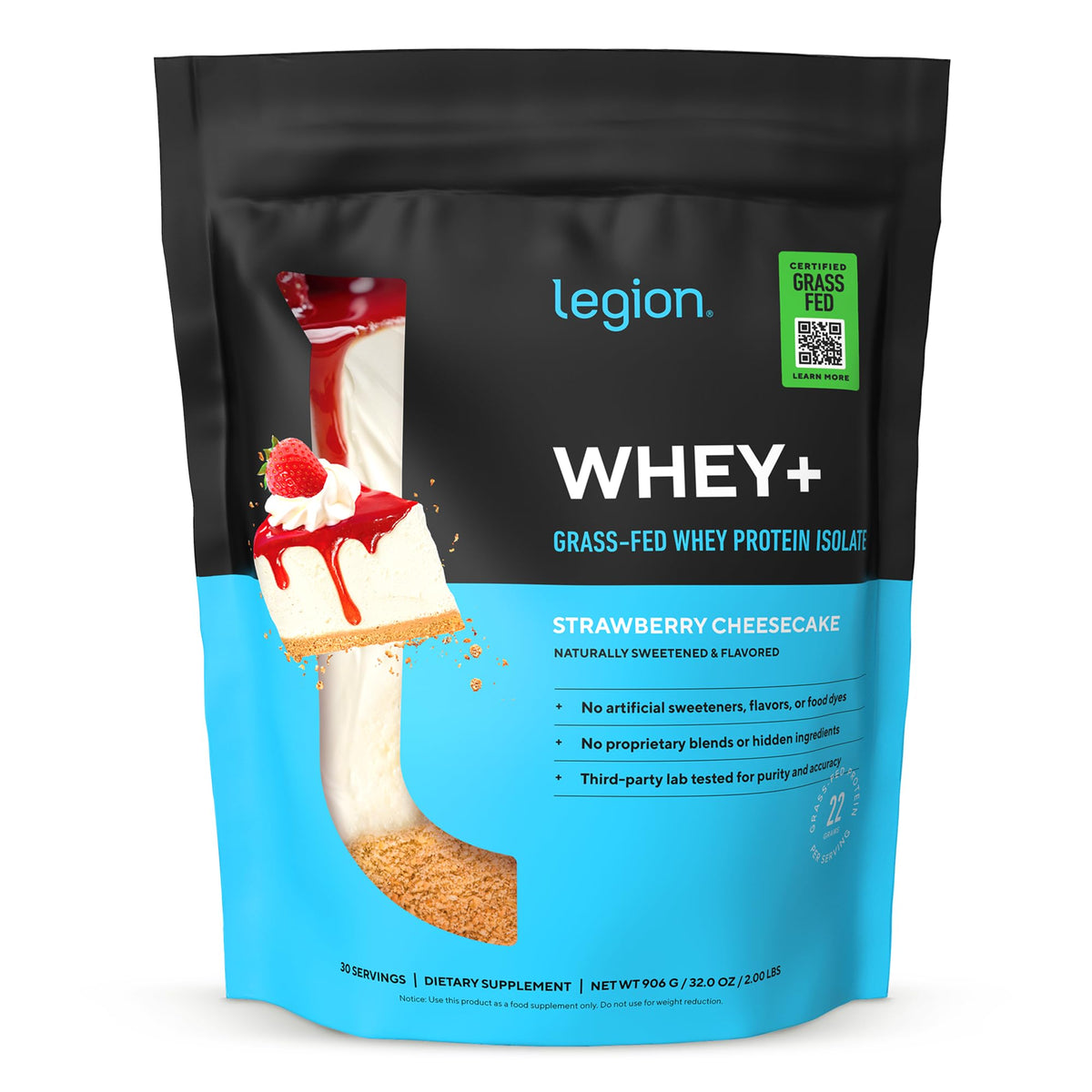 Legion Whey+ Protein Isolate Grass Fed, Chocolate, 30 Servings