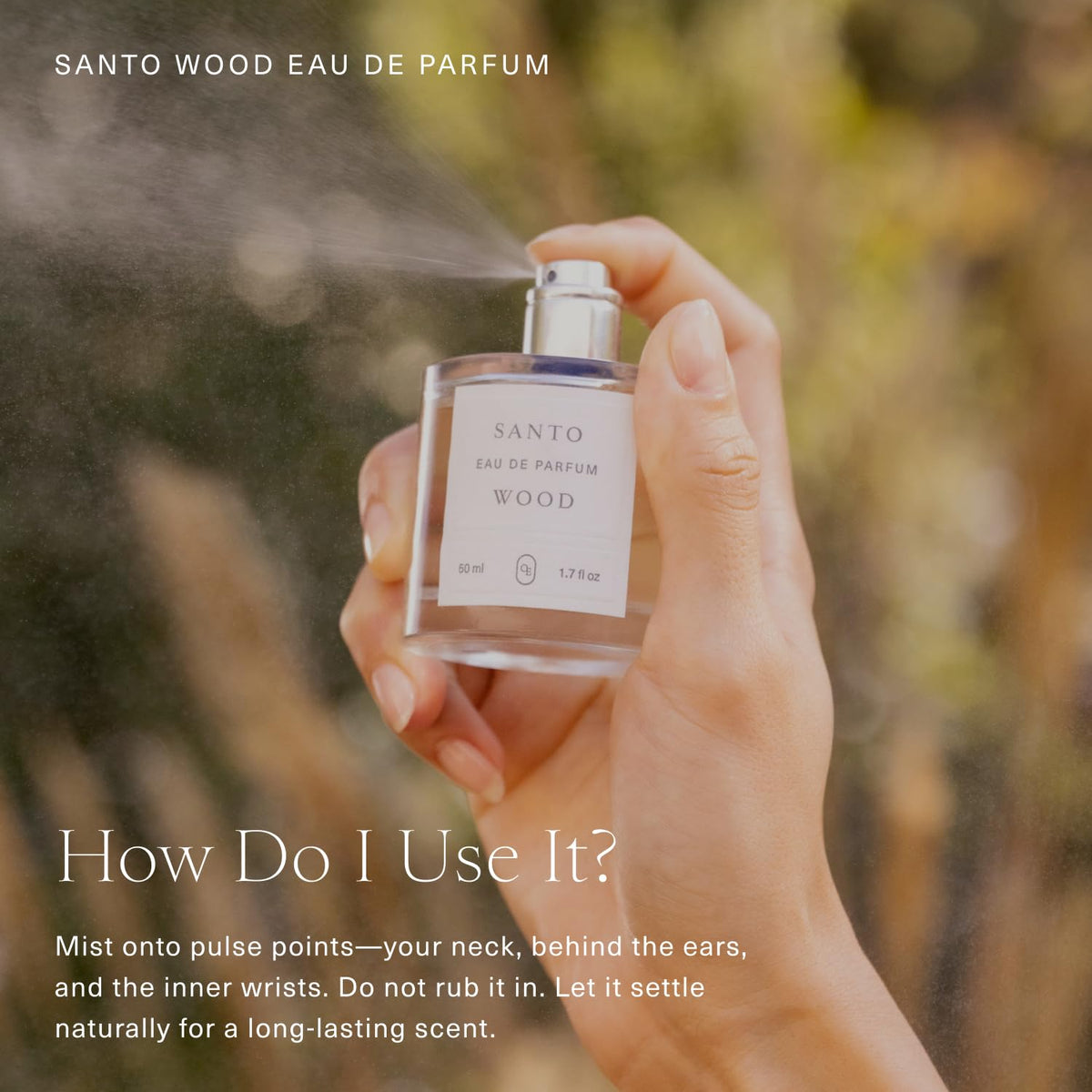 Oak Essentials Santo Wood Eau De Parfum | Clean Woodsy & Rich Fragrance with Eucalyptus, Palo Santo, Sandalwood & White Birch, 50 mL