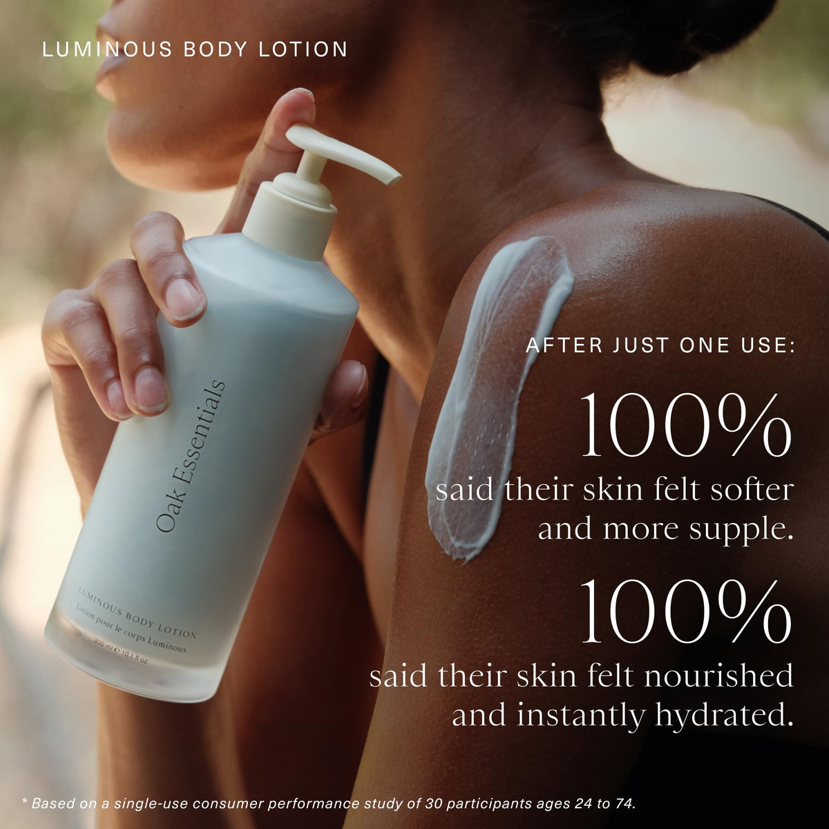 Oak Essentials Luminous Body Lotion, Travel Body Lotion for Women with Blue Tansy, Rose Oil, Shea Butter and Coconut Oil, Lightweight Moisturizer for Dry and Sensitive Skin, 1.33 Fl Oz