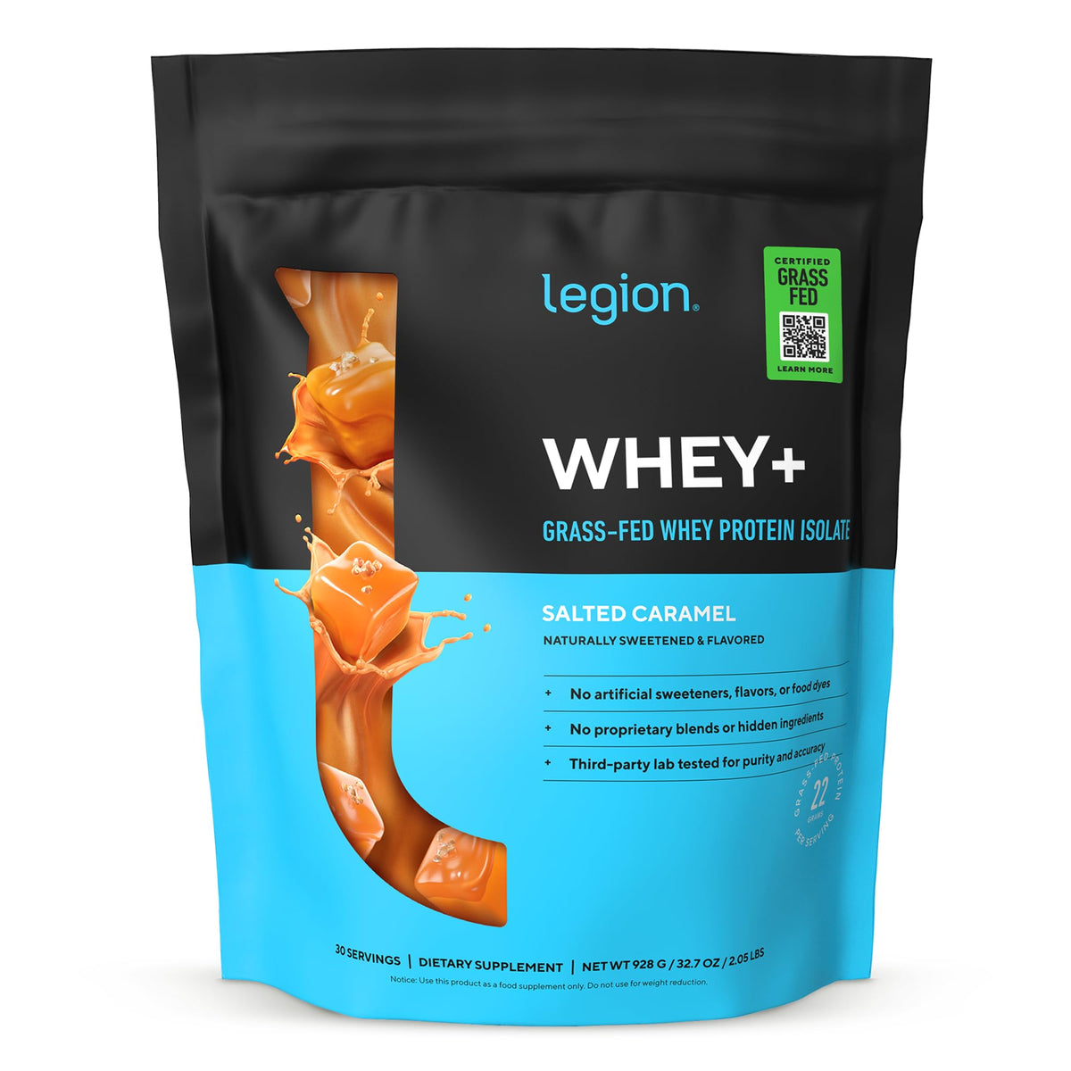 Legion Whey+ Protein Isolate Grass Fed, Chocolate, 30 Servings