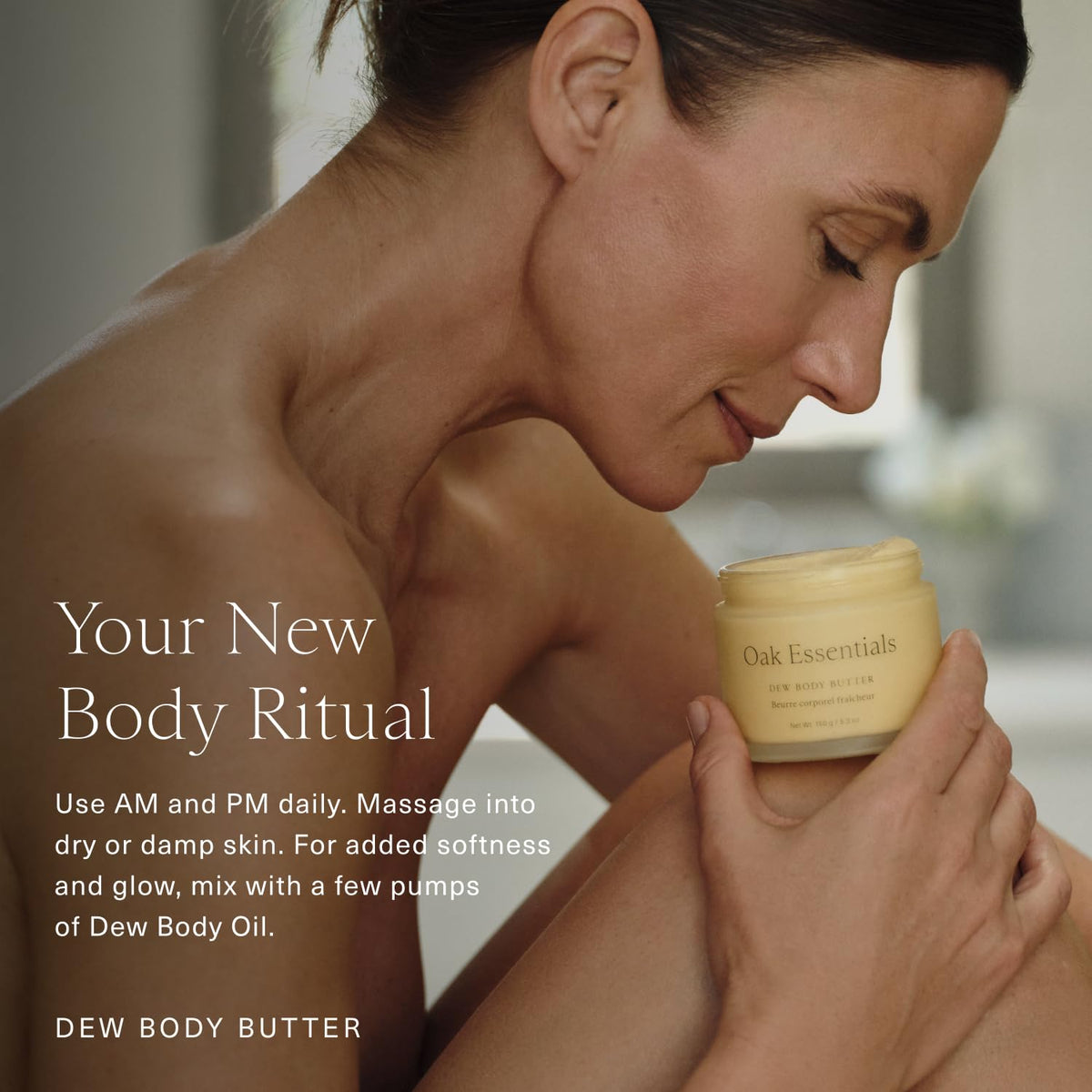 Oak Essentials Dew Body Butter, Whipped Shea Butter with Olive Tree Stem Cells and Sea Algae, Hydrating Body Moisturizer for Dry Skin, Crepiness, Firming, 5.3 Oz