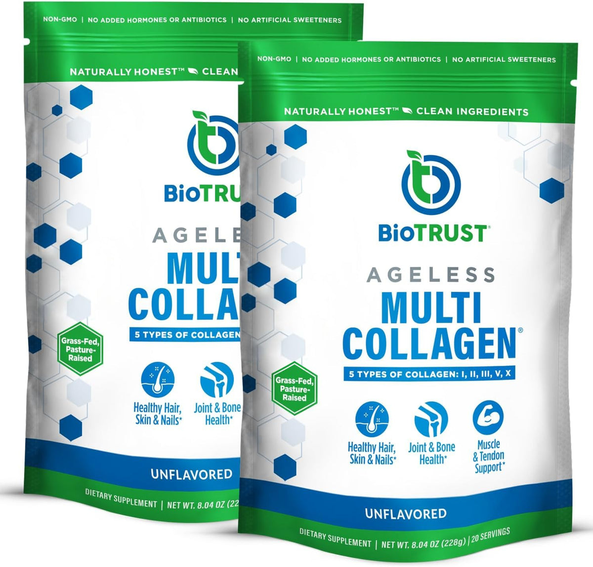 BioTrust Multi Collagen Peptides Unflavored Powder - Hydrolyzed, Grass Fed