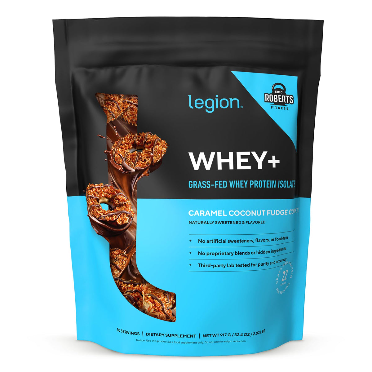Legion Whey+ Protein Isolate Grass Fed, Chocolate, 30 Servings