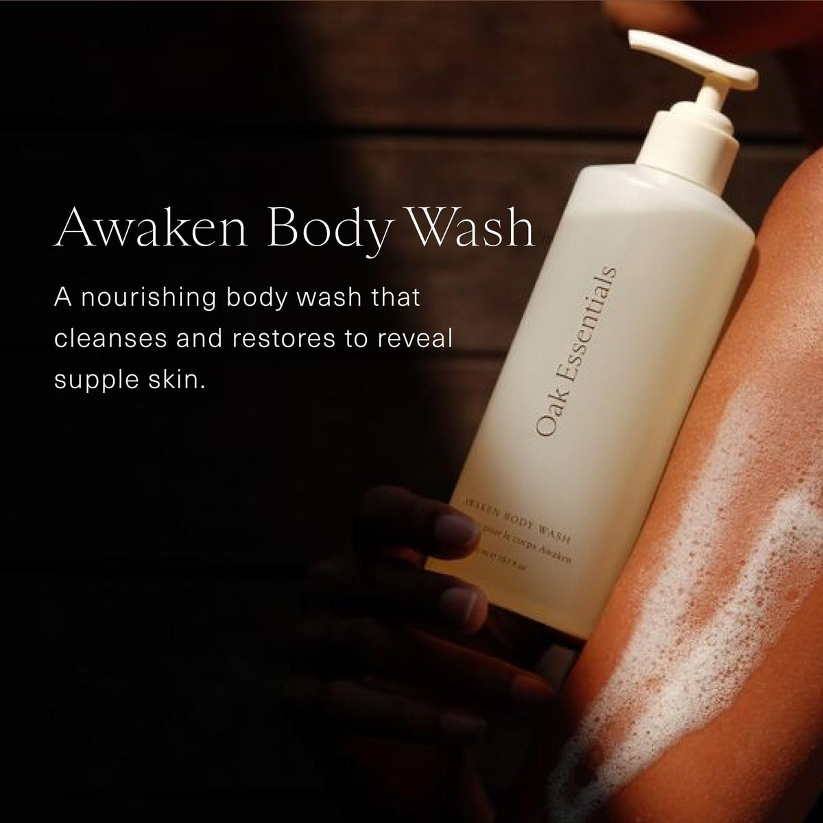 Oak Essentials Awaken Body Wash, Luxury Hydrating Shower Gel with Lavender Oil, Cedarwood Oil and Rice Bran Extract, Gentle Cleanser for Women, Ideal for Dry Skin, Travel Size, 1.7 Fl Oz