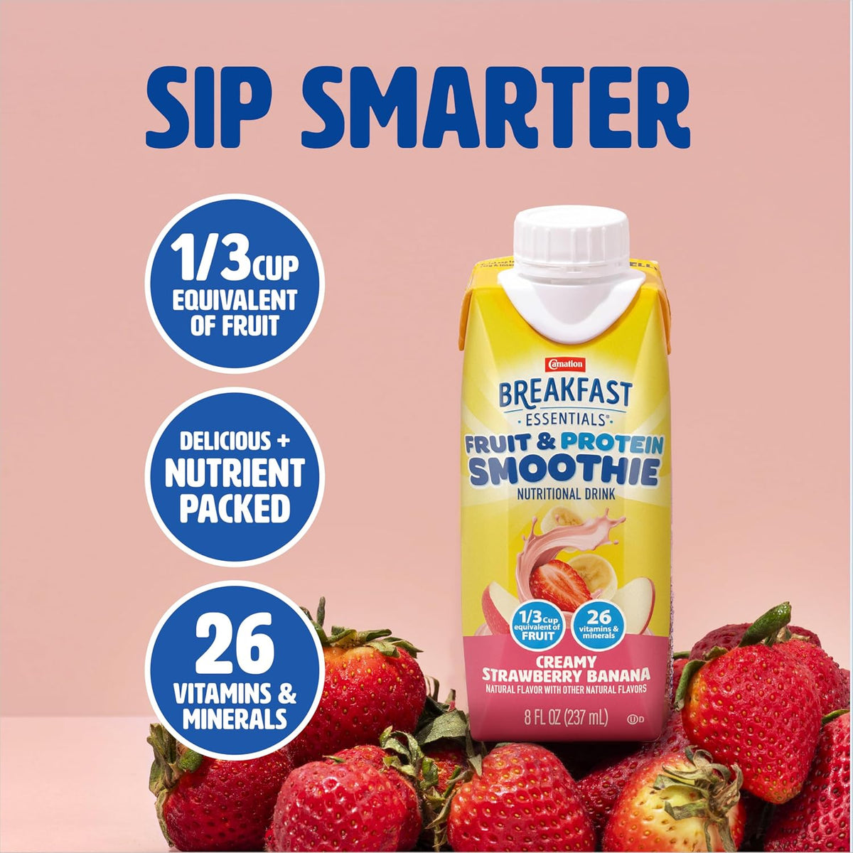 Carnation Breakfast Essentials Fruit & Protein Smoothie, Strawberry Banana