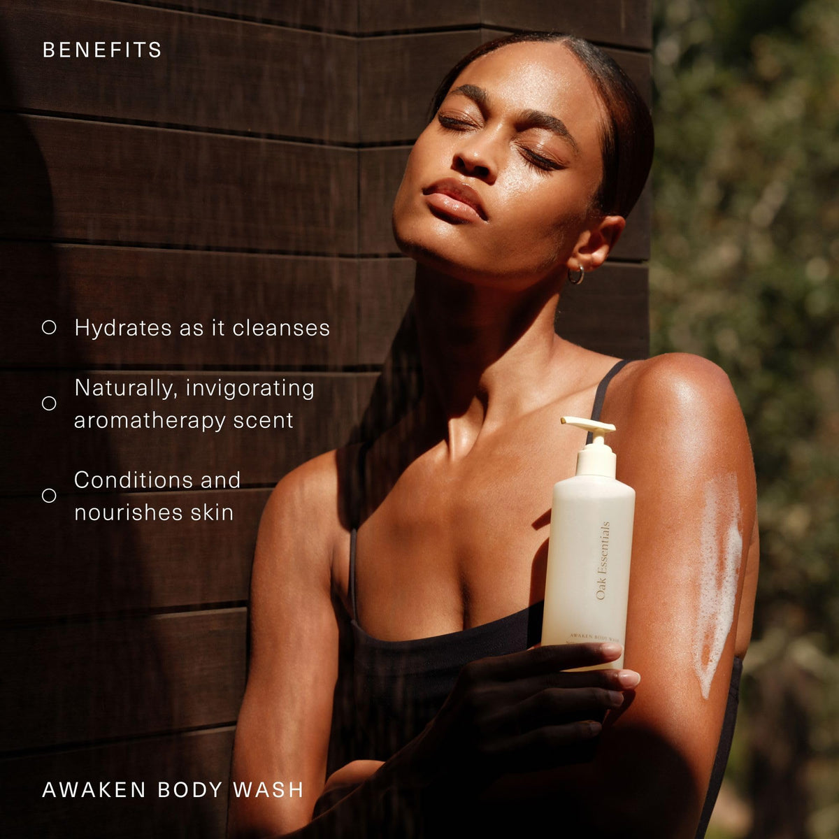 Oak Essentials Awaken Body Wash, Luxury Hydrating Shower Gel with Lavender Oil, Cedarwood Oil and Rice Bran Extract, Gentle Cleanser for Women, Ideal for Dry Skin, Travel Size, 1.7 Fl Oz